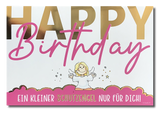 Postkarte „Happy Birthday“, pink